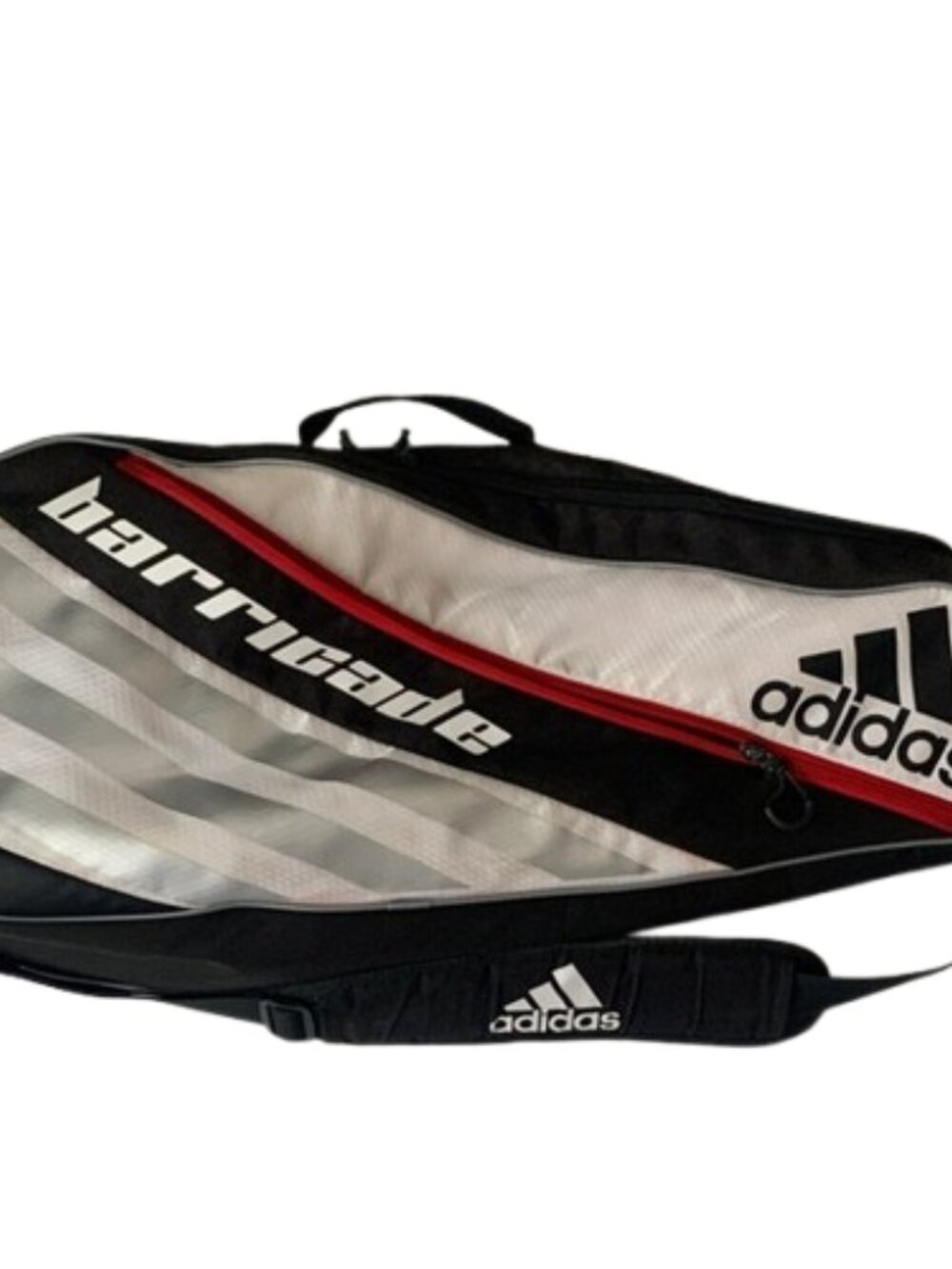 adidas Barricade Duffel Bag in Black, White & Red Accent
